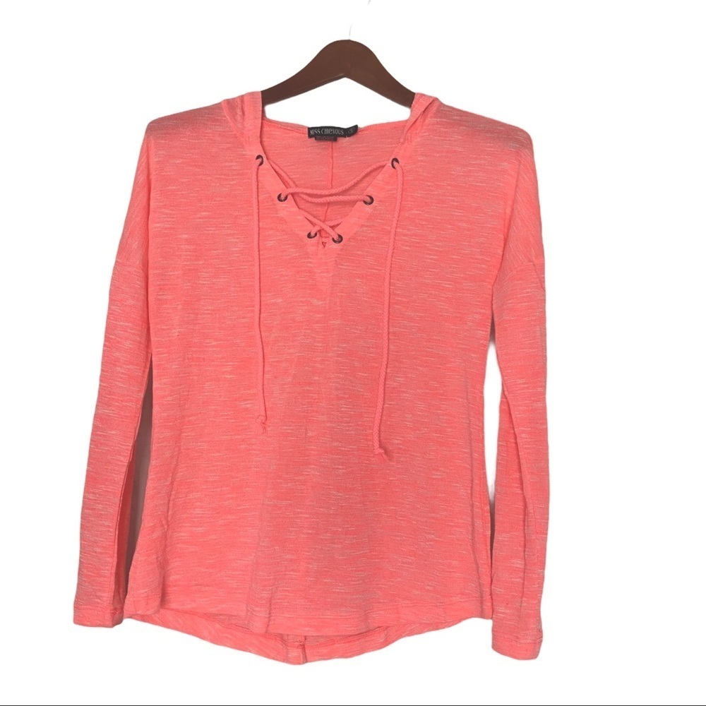 Miss Chievous long sleeve hooded tunic hot pink s